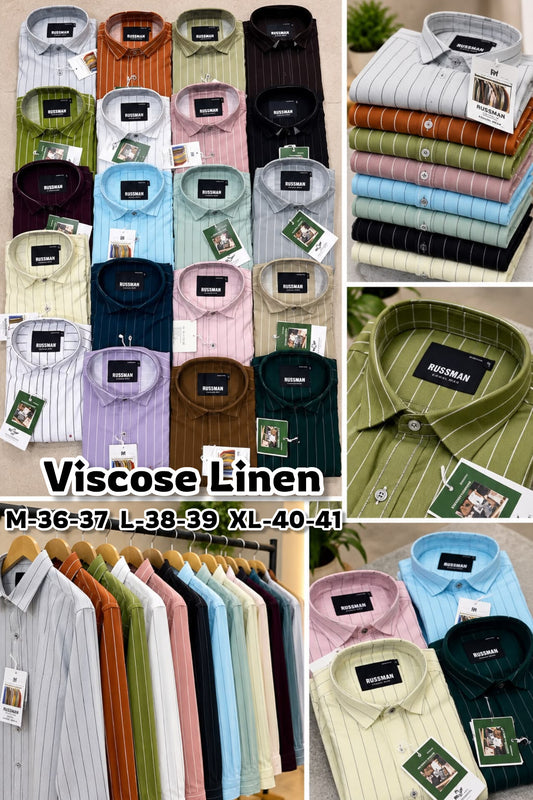 (Combo of 3) Viscose Slob Premium RM Cotton Linen Stripes Shirt Rs. 1200
