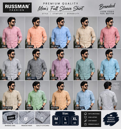 (Combo of 3)Russman khadi Cotton Lenin Plain Button Shirts Rs. 1150