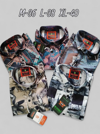 (Combo of 4) RB Satin Soft Silk Digital Printed Shirt Rs. 1000