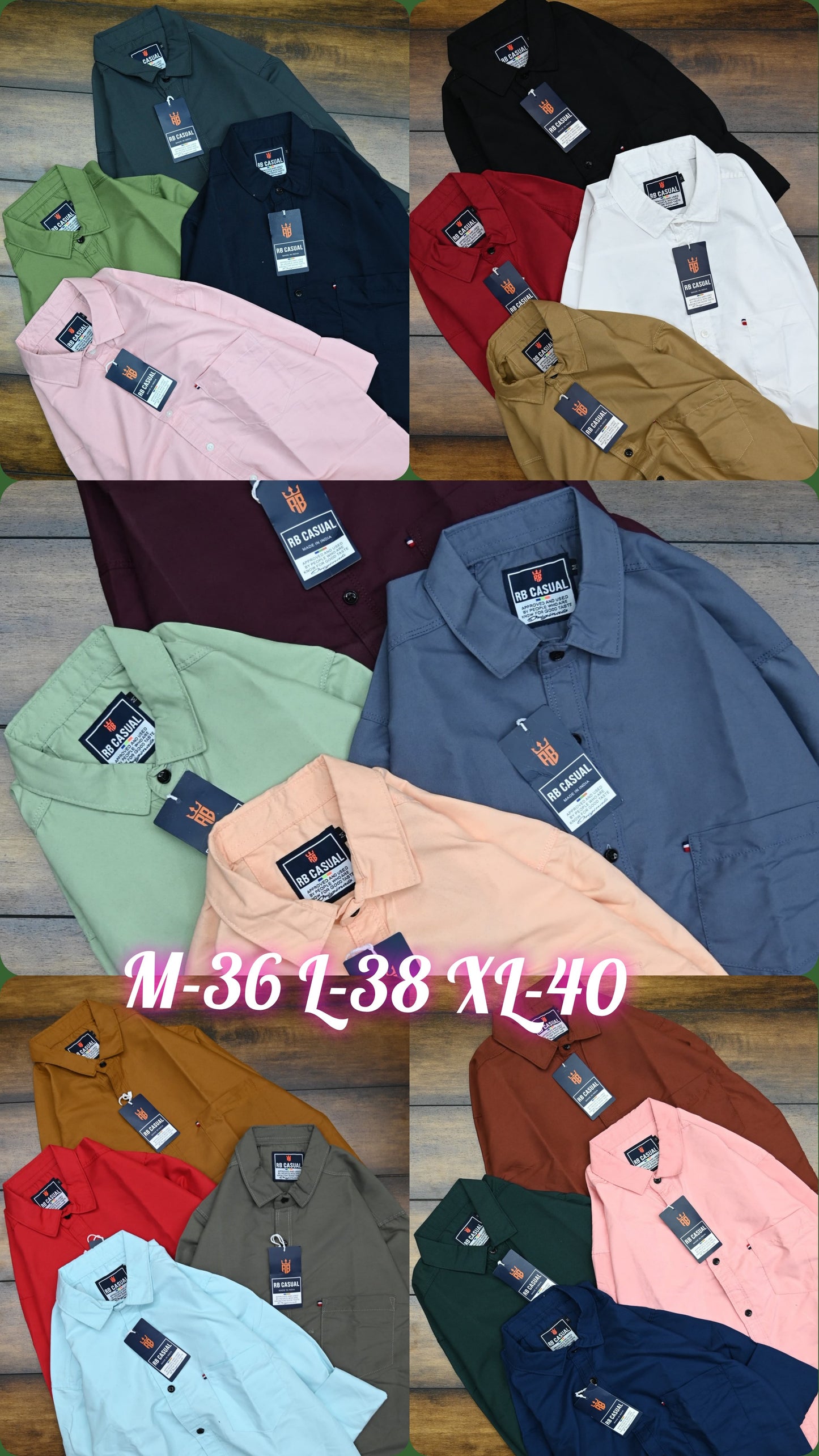 Combo of 4 RB Cotton Primium Plain shirts Rs. 999