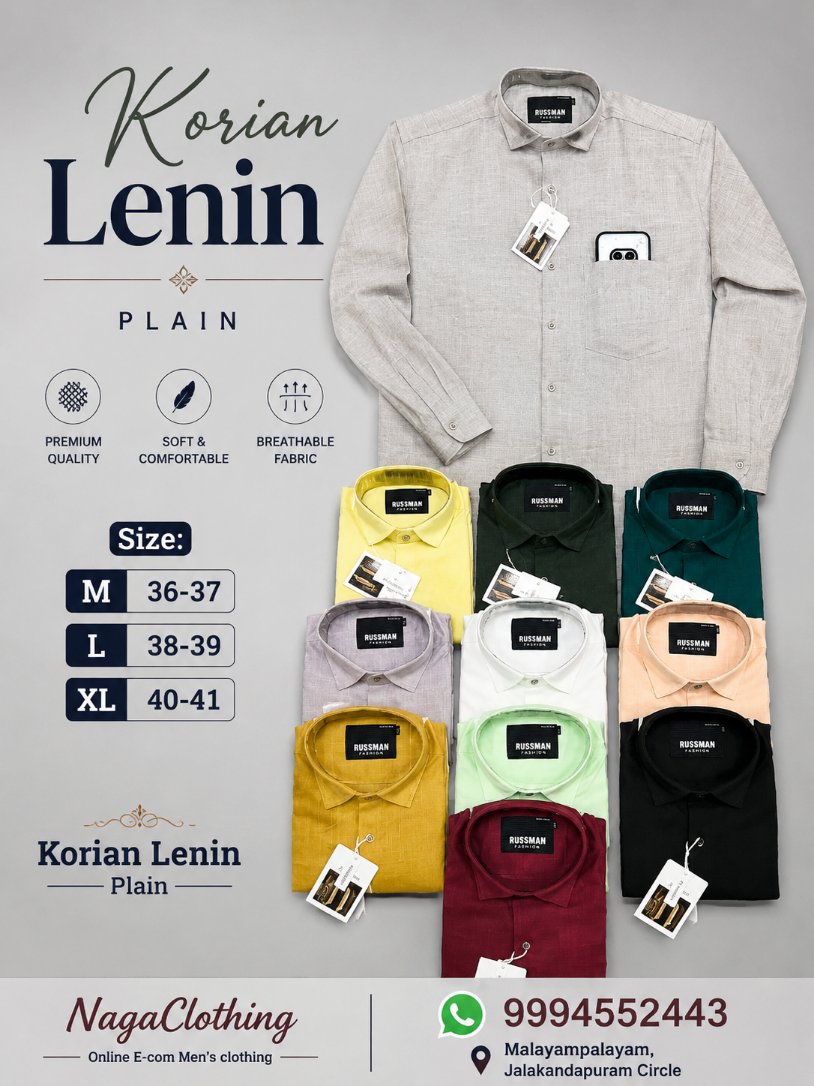 (Combo of 3) CK&Russman Linen Korean Fancy Plain Shirt Rs.1100