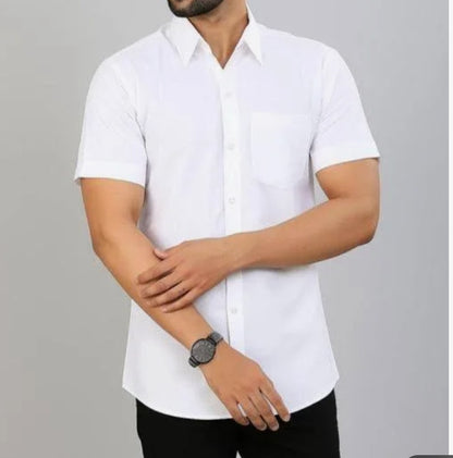 (Combo of 2)(M) Khadi White Half Sleeve Linen Half Sleeve Cotton Shirts Rs. 600