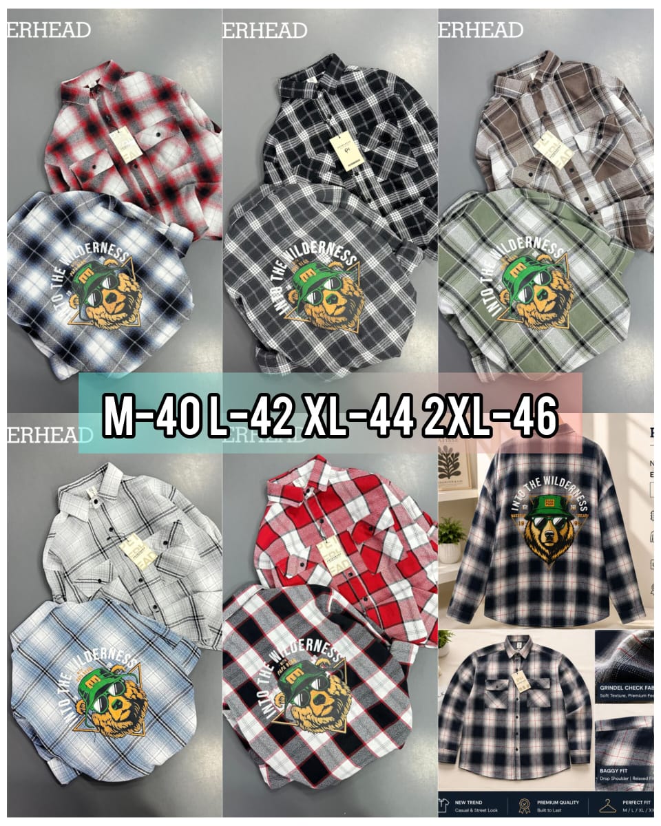 (Combo of 3) PH Baggy DoublePocket BackPrinted Cotton Checked Shirt Rs. 1150