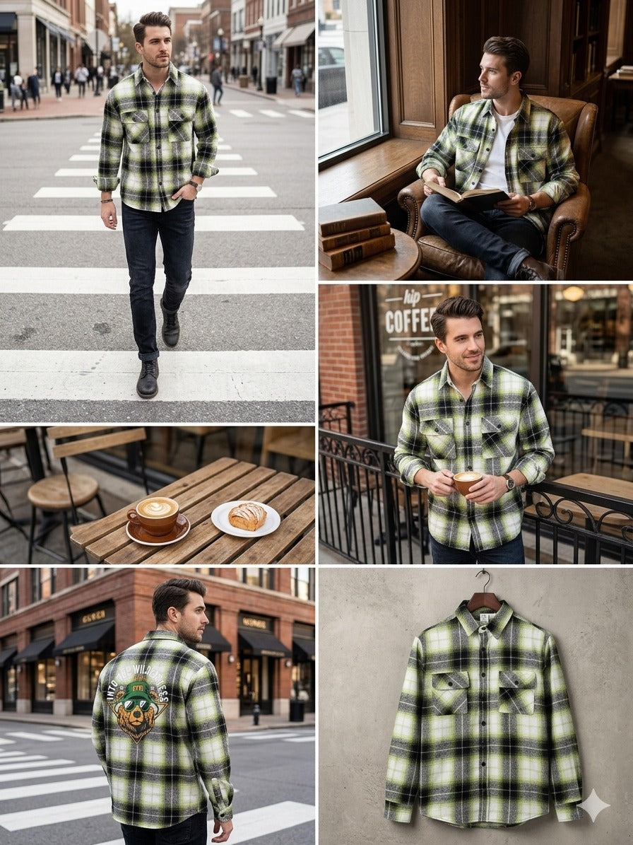 (Combo of 3) PH Baggy DoublePocket BackPrinted Cotton Checked Shirt Rs. 1150