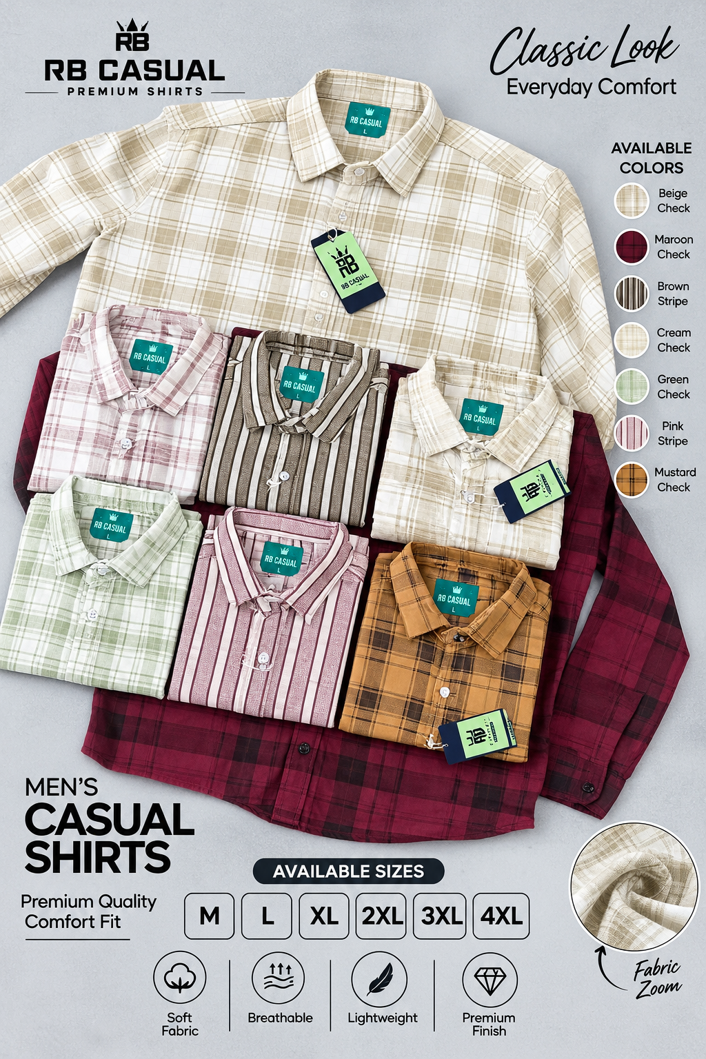 (Combo of 4) RBCasual Checked Only Laffer Cotton Shirts Rs. 1000