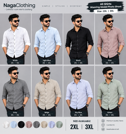 (Combo of 3)(2XL, 3XL)CK Linen Korean Plain Shirt Rs.1150