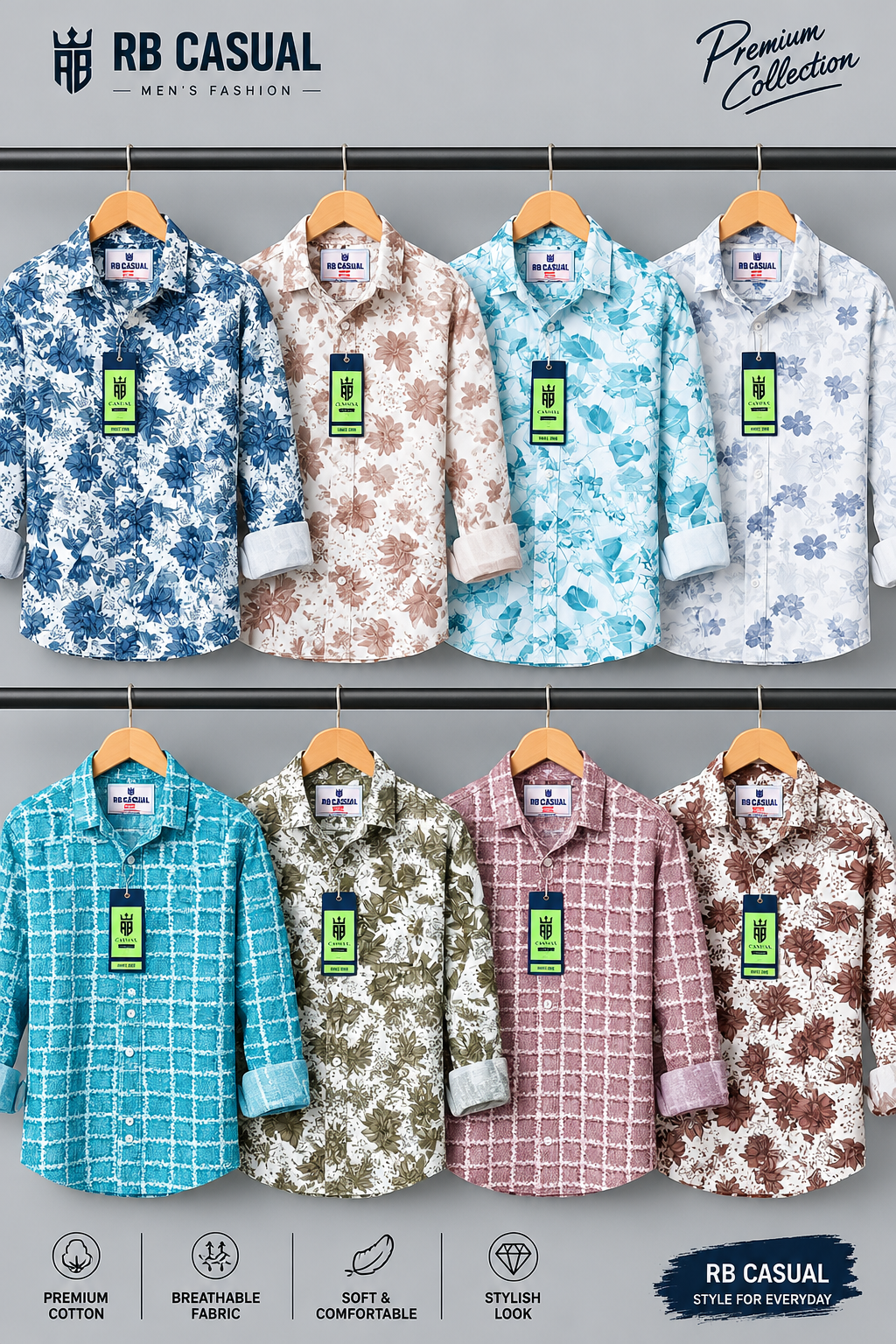 (Combo of 4) RBCasual Printed Design Only Laffer Cotton Shirts Rs. 1000