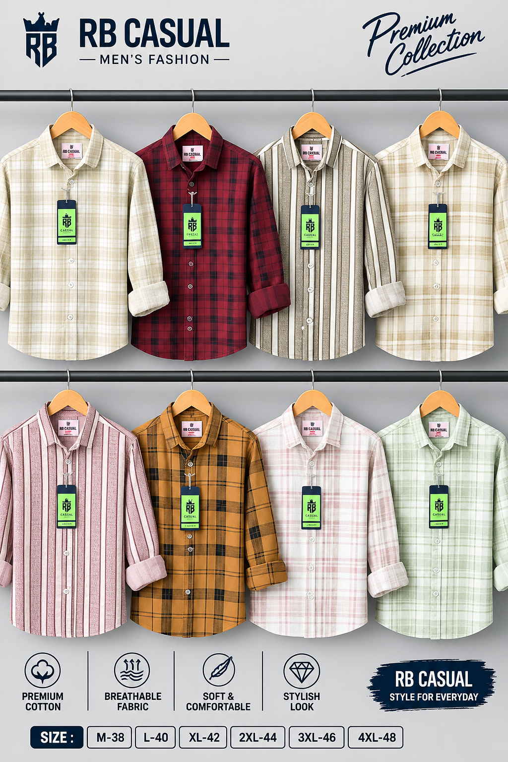 (Combo of 4) RBCasual Checked Only Laffer Cotton Shirts Rs. 1000