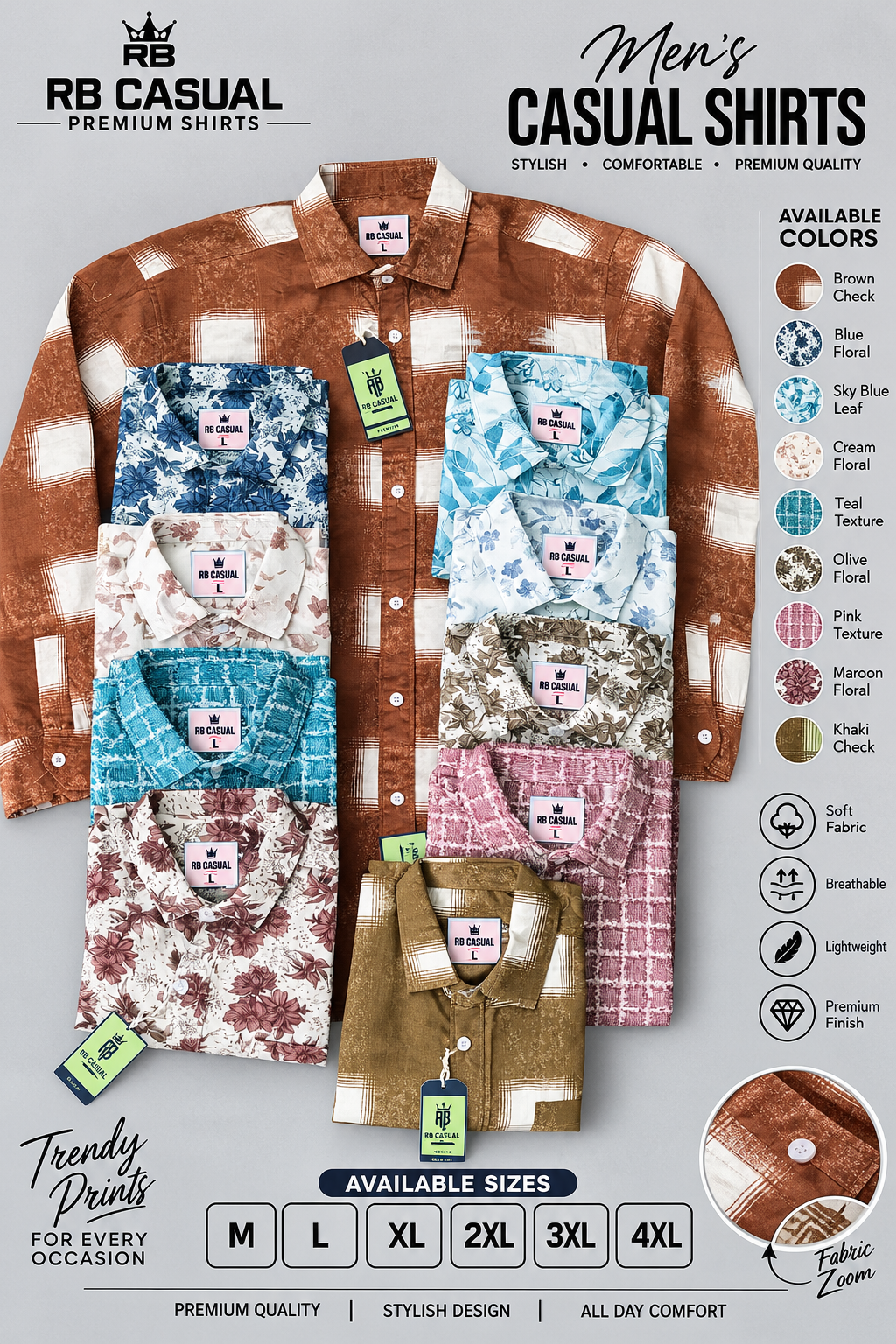 (Combo of 4) RBCasual Printed Design Only Laffer Cotton Shirts Rs. 1000