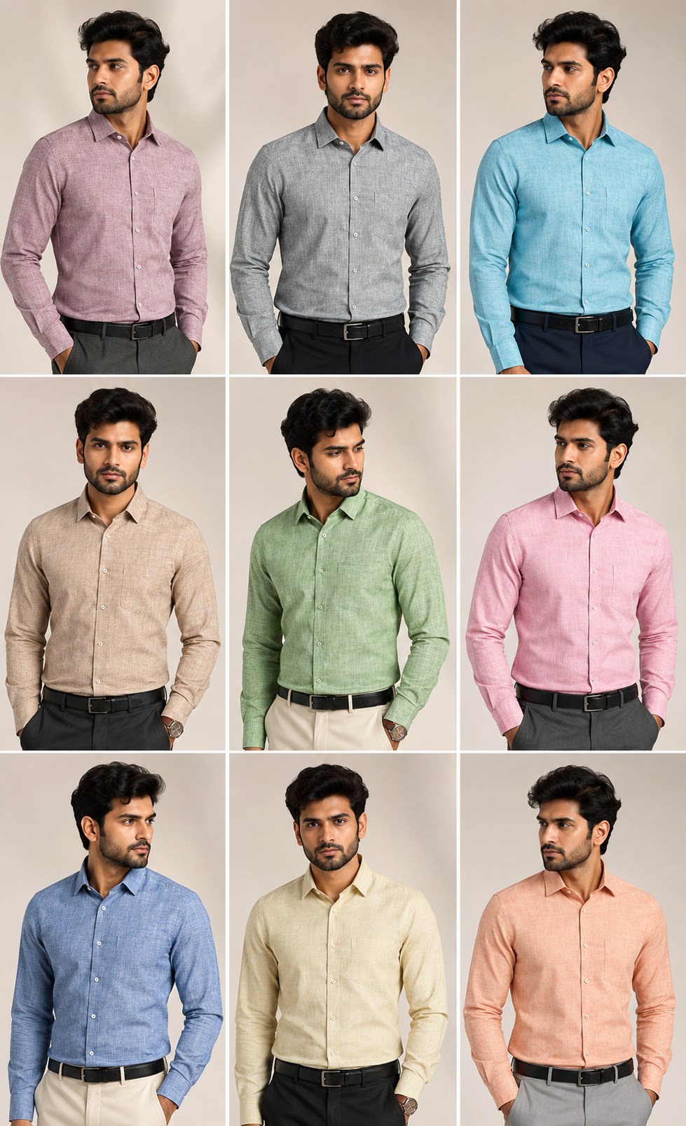 (Combo of 3) khadi Shade Russman Cotton Lenin Full Hand Plain Shirts Rs. 1150