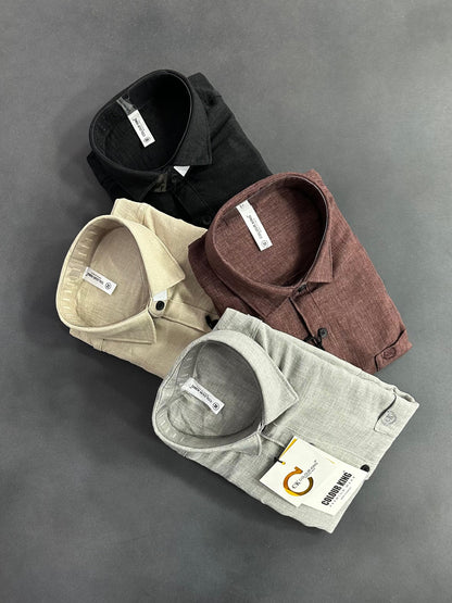 (Combo of 3)(2XL, 3XL)CK Linen Korean Plain Shirt Rs.1150