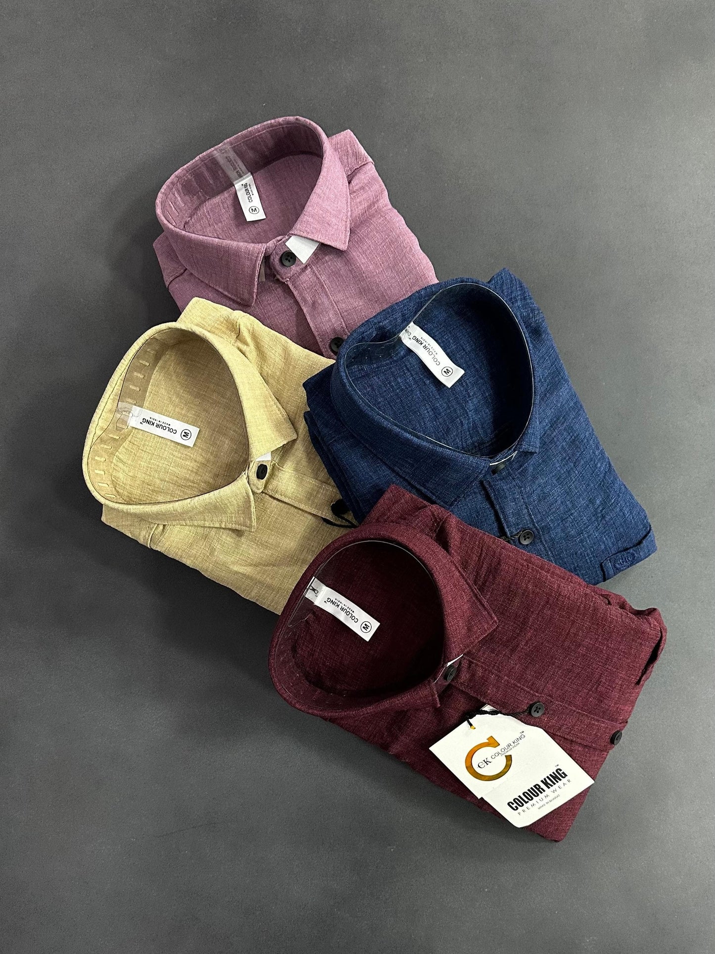 (Combo of 3)(2XL, 3XL)CK Linen Korean Plain Shirt Rs.1150