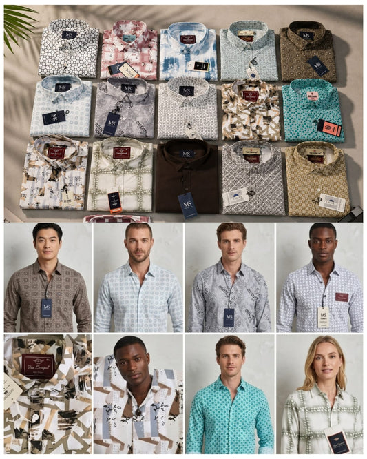 (Combo of 4)MS&RB Printed Cotton Shirts Rs. 999