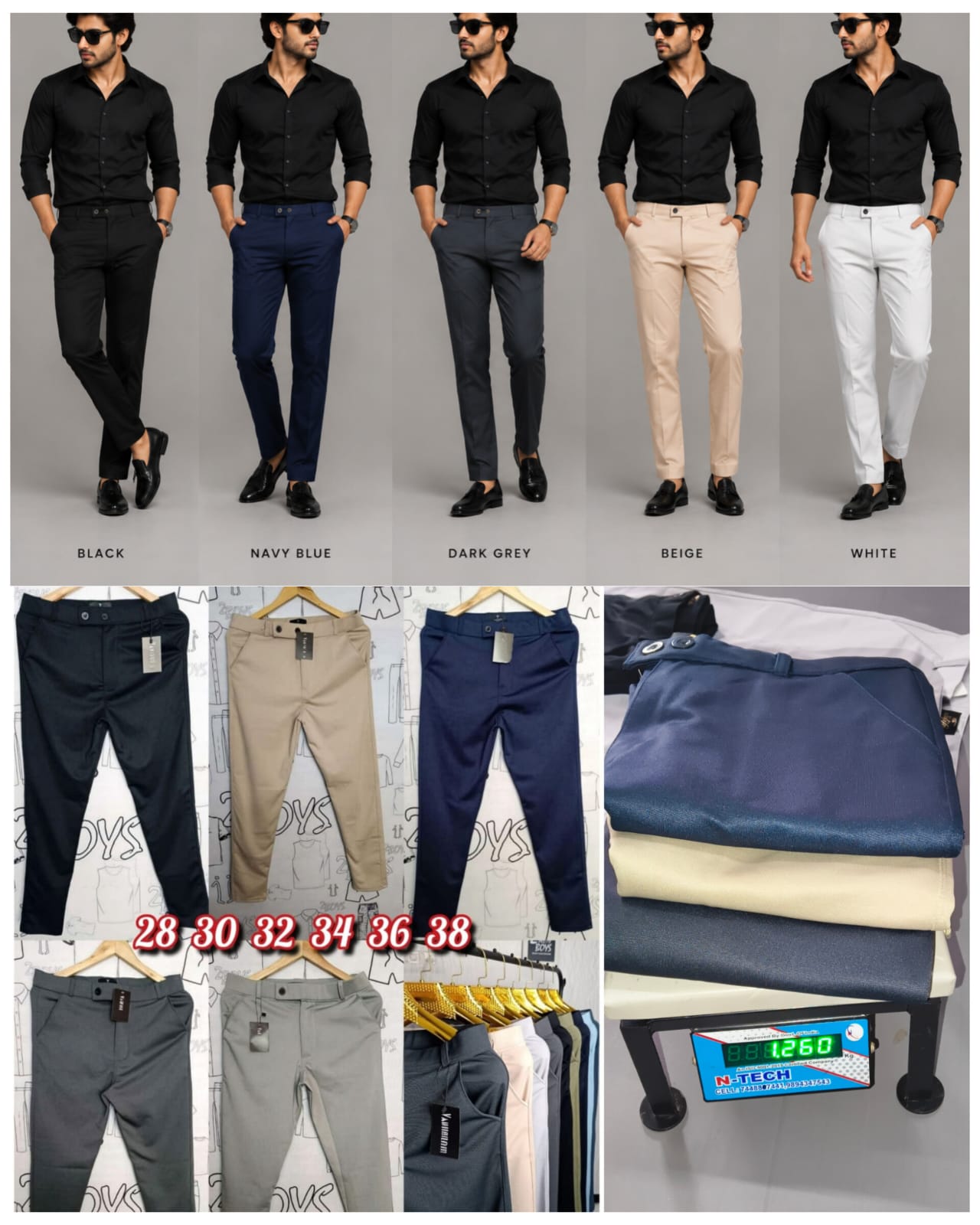 (Combo of 3) 28 to 38 Men's Polo Lycra Formal Regular Pant Rs. 1000