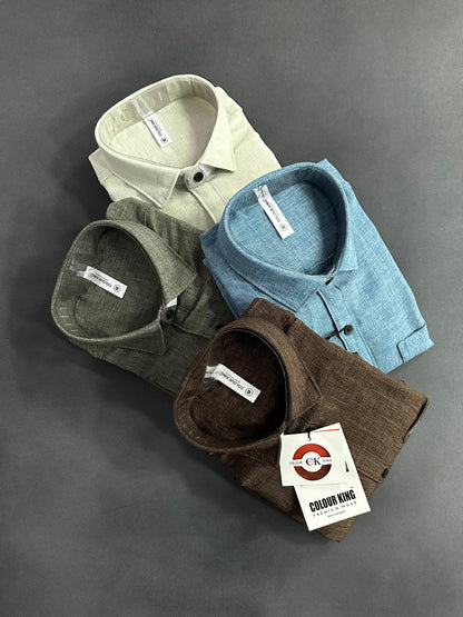 (Combo of 3)(2XL, 3XL)CK Linen Korean Plain Shirt Rs.1150