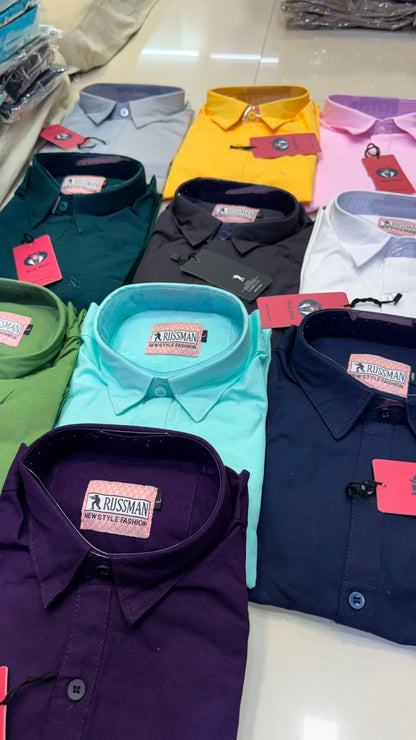(Combo of 3) RussMan PureCotton Lenin Plain Shirts Rs. 1200