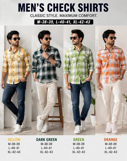 (Combo of 3) Russman Baggy DoublePocket Cotton Checked Shirt Rs. 1150