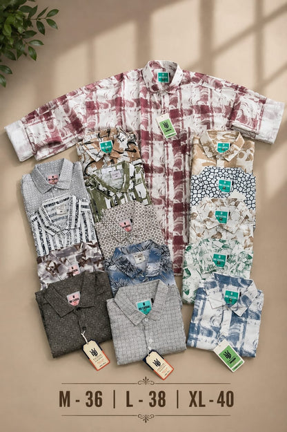 (Combo of 5) RBCasual Checked+Printed Design Laffer Cotton Shirts Rs. 1100