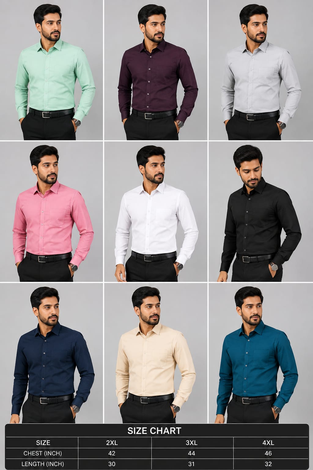 (Combo of 4) RedDot Premium Cotton Plain Shirts Rs. 1050