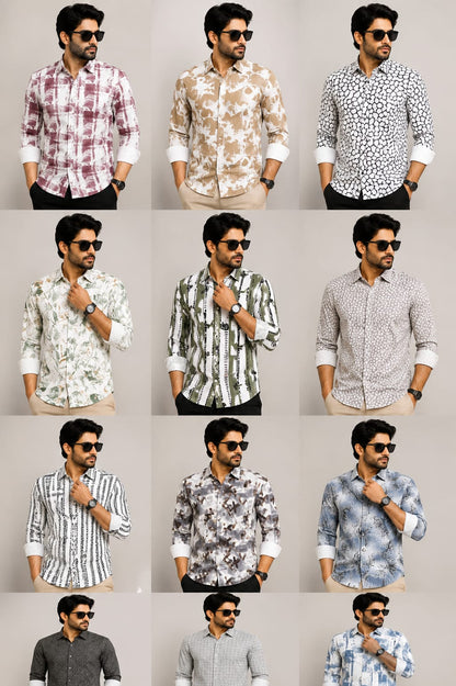 (Combo of 5) RBCasual Checked+Printed Design Laffer Cotton Shirts Rs. 1100