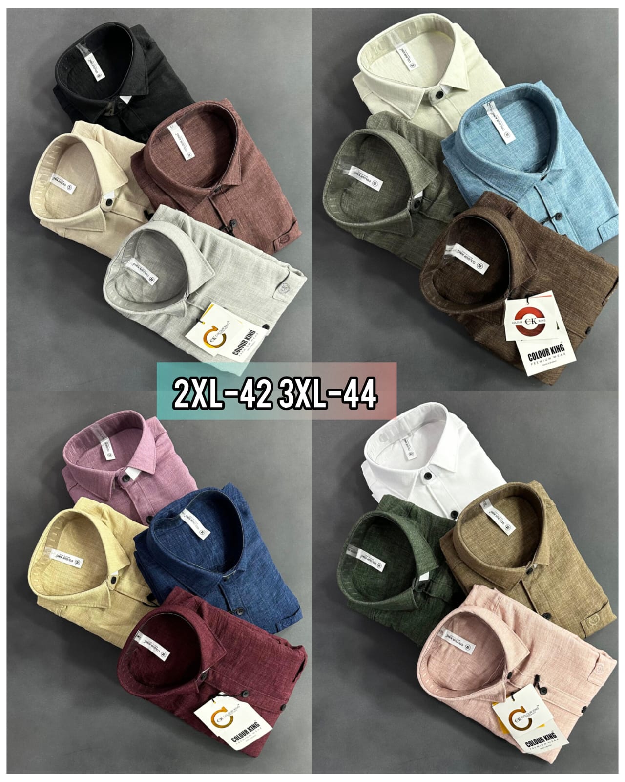 (Combo of 3)(2XL, 3XL)CK Linen Korean Plain Shirt Rs.1150