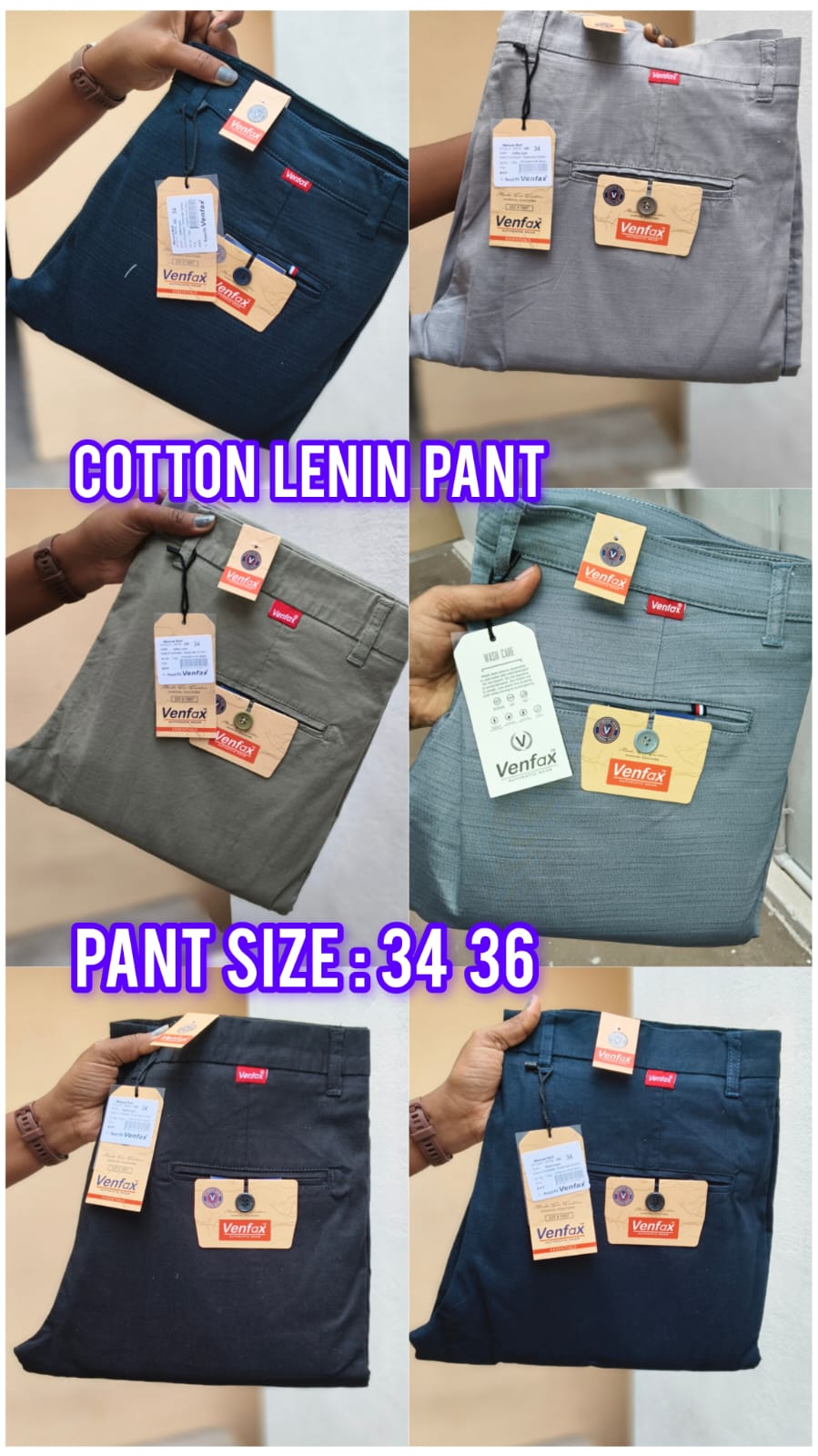 (Combo of 2)(32 To 38)VenFax Lenin Pure Cotton Men's Regular Pant Rs. 999