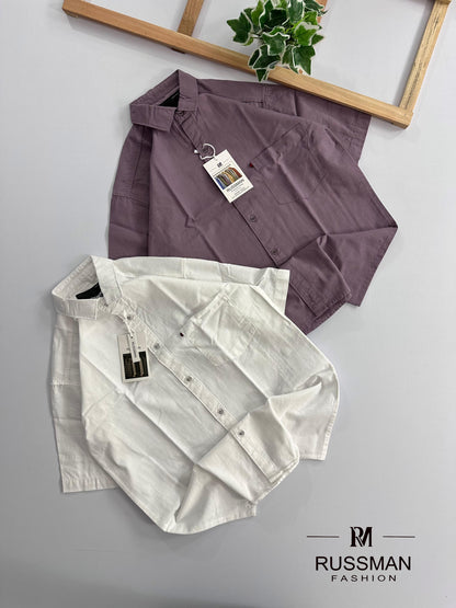 (Combo of 3)Russman Fine Linen Premium Cotton Half Sleeve Plain Shirts Rs. 1200