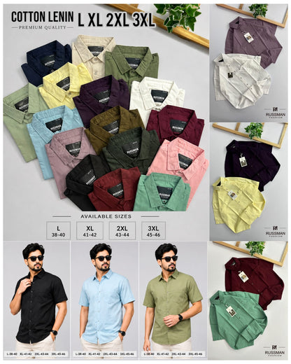 (Combo of 3)Russman Fine Linen Premium Cotton Half Sleeve Plain Shirts Rs. 1200