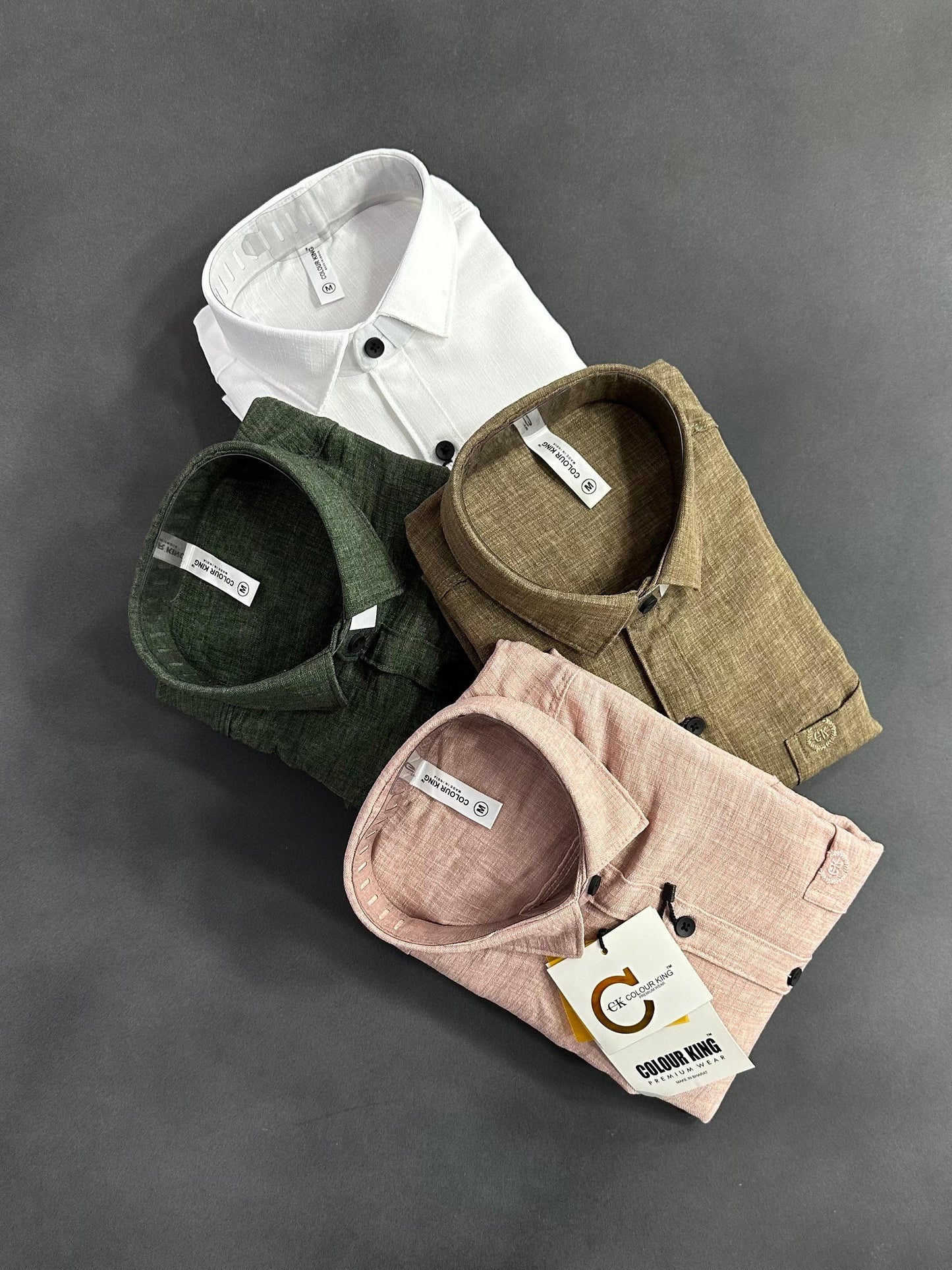 (Combo of 3)(2XL, 3XL)CK Linen Korean Plain Shirt Rs.1150