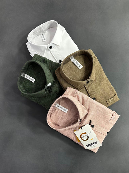 (Combo of 3)(2XL, 3XL)CK Linen Korean Plain Shirt Rs.1150